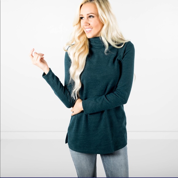 Natalia Turtle Neck in Hunter Green - Picture 3 of 4